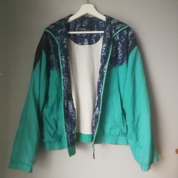 Vintage colourblock windbreaker light jacket blue teal Zellers - Picture 8 of 12
